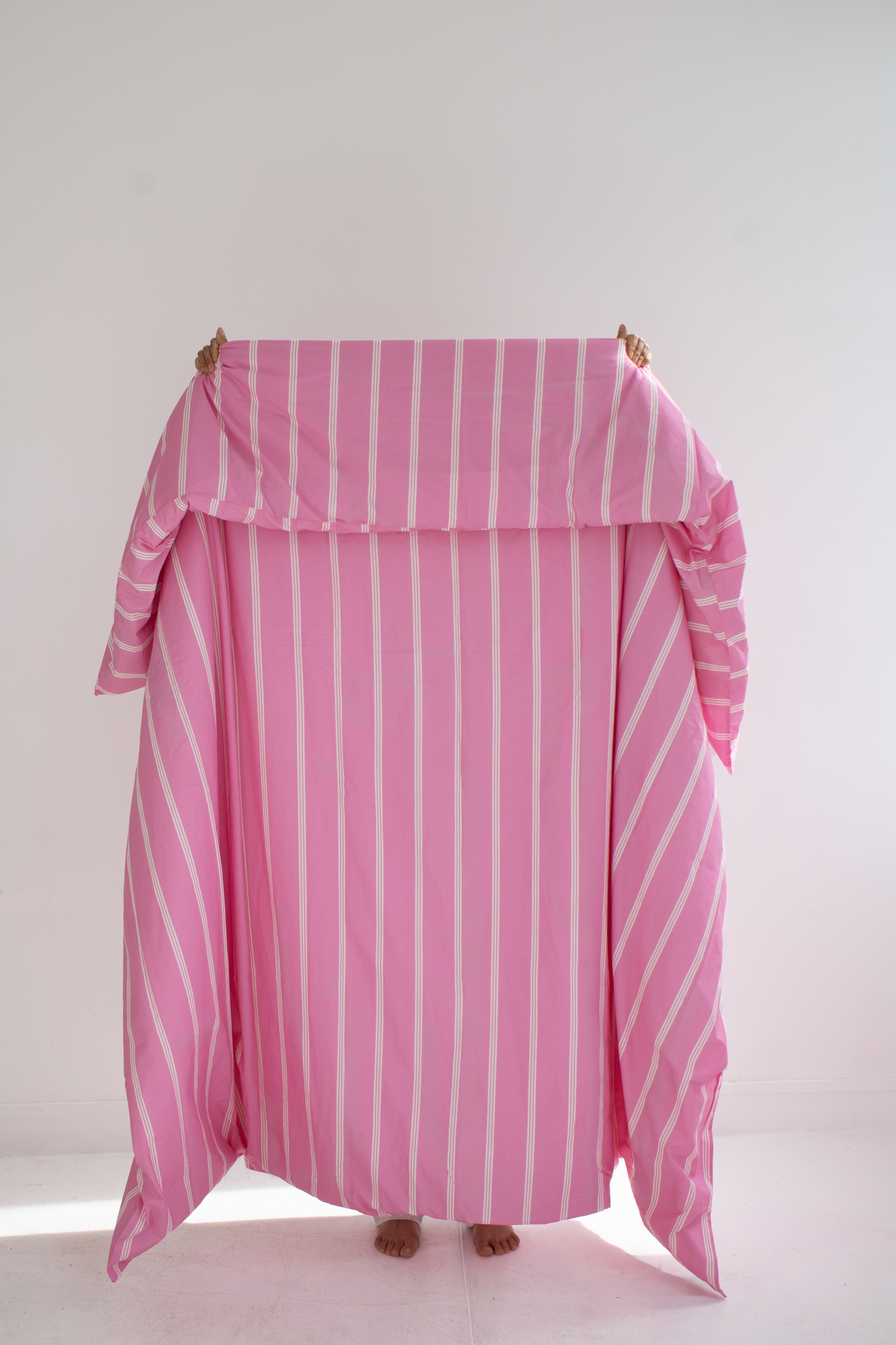 washed percale duvet cover – pink stripes