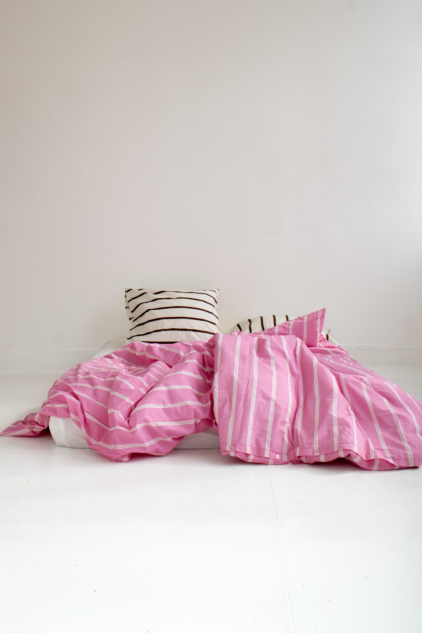 washed percale duvet cover – pink stripes